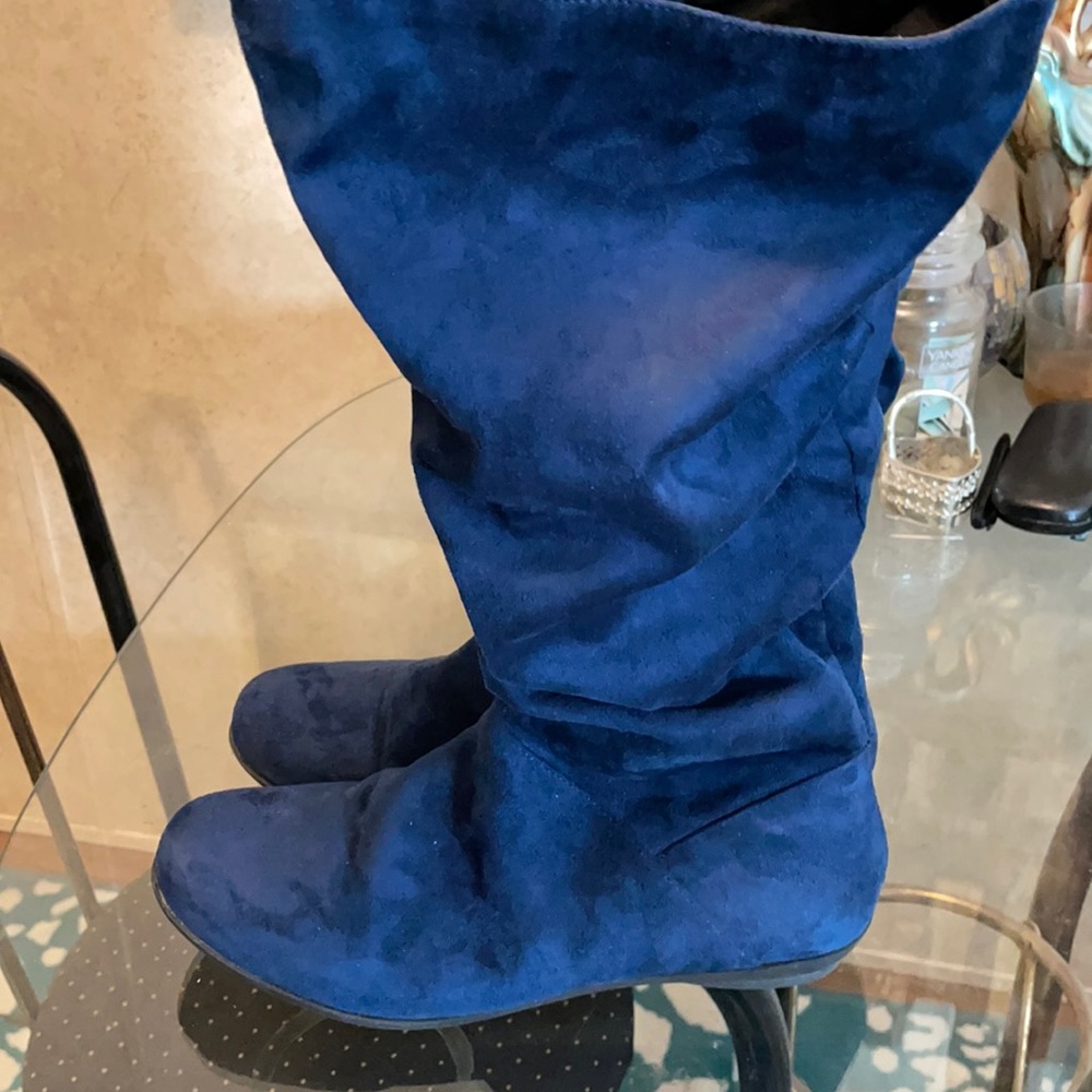 Knee high faux suede boots